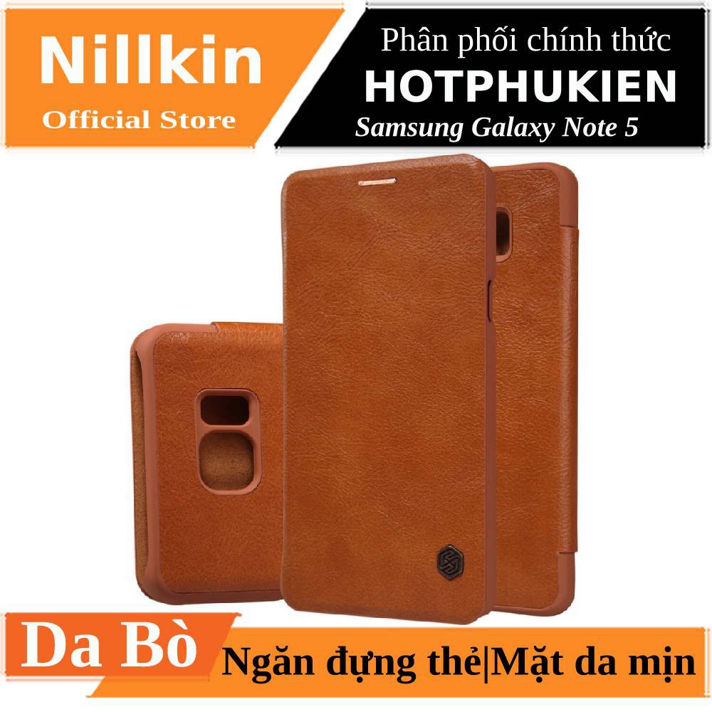 Bao da dành cho Samsung Galaxy Note 5 hiệu Nillkin Qin (Chất liệu da cao cấp, có ngăn đựng thẻ) - Hàng chính hãng