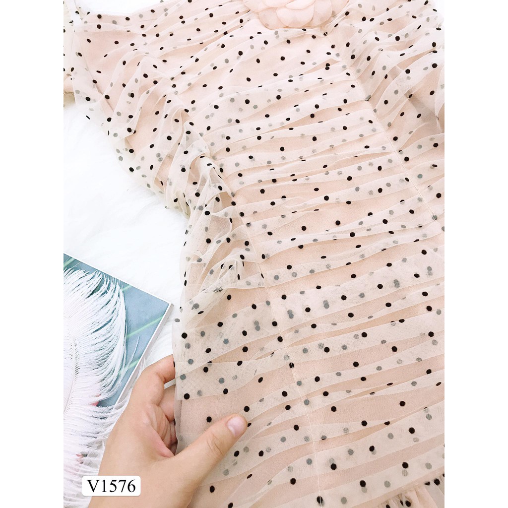 [Nhập WAMAR931 giảm ngay 15k]Đầm voan chấm bi đính hoa thiết kế 2 lớp cao cấp V1576_ Zin Boutique [Kèm ảnh thật] | BigBuy360 - bigbuy360.vn