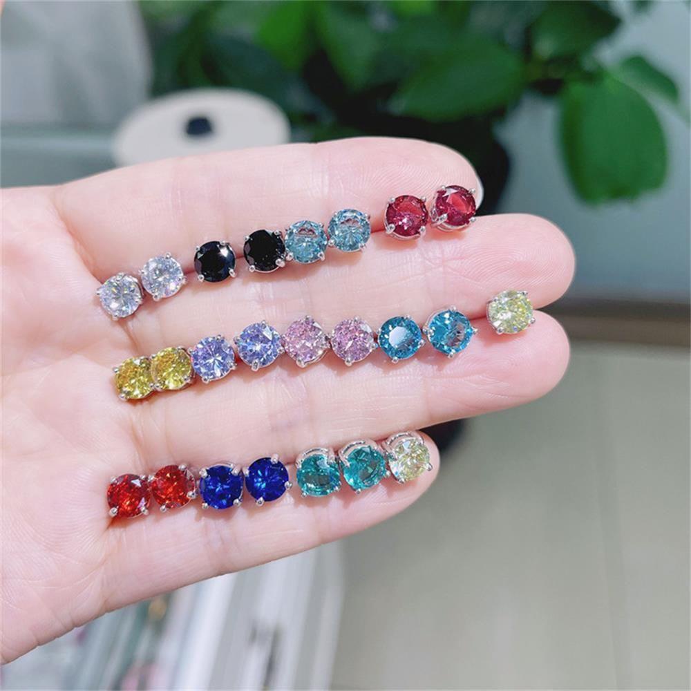 PATH Fashion White Diamond Stud Women Men Shiny Zircon Earrings Wedding|New Jewelry Gifts Piercing Square/Multicolor