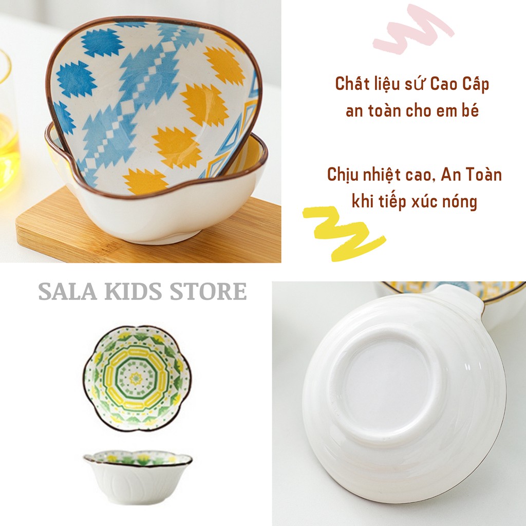 Bát Sứ Ăn Dặm Kiểu Nhật Cho Bé Bộ Chén Ăn Dặm Gốm Sứ Cute SALA KIDS