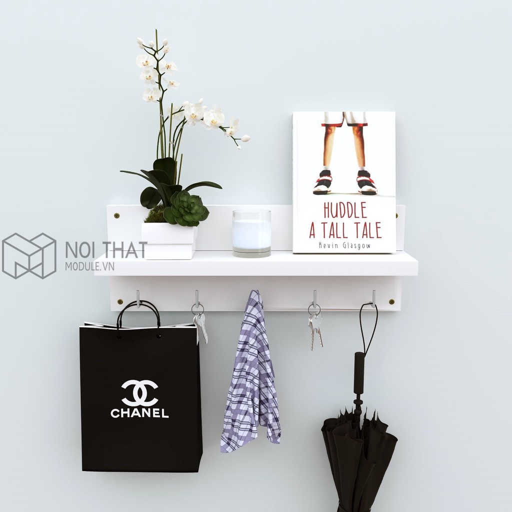 Kệ Treo Tường Trang Trí, Kệ Treo Móc Khóa Gỗ Thông