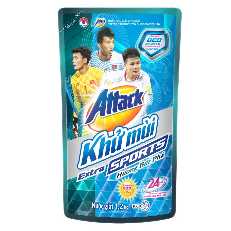 [Mã FMCGKAO52 giảm 8% đơn 250k] Combo 2 Nước giặt Attack Khử Mùi Extra Sport Bứt Phá túi 1.2kg