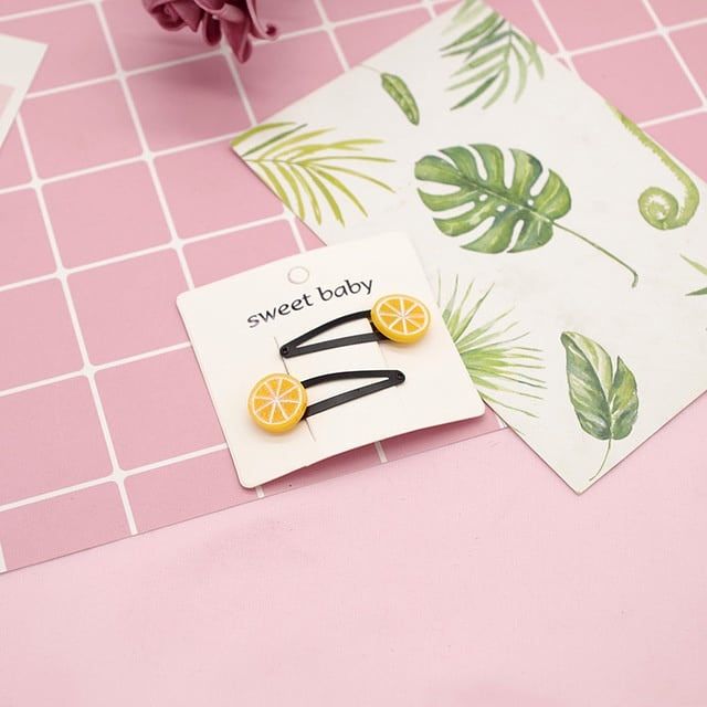 Set 2 kẹp tóc bấm hoa quả