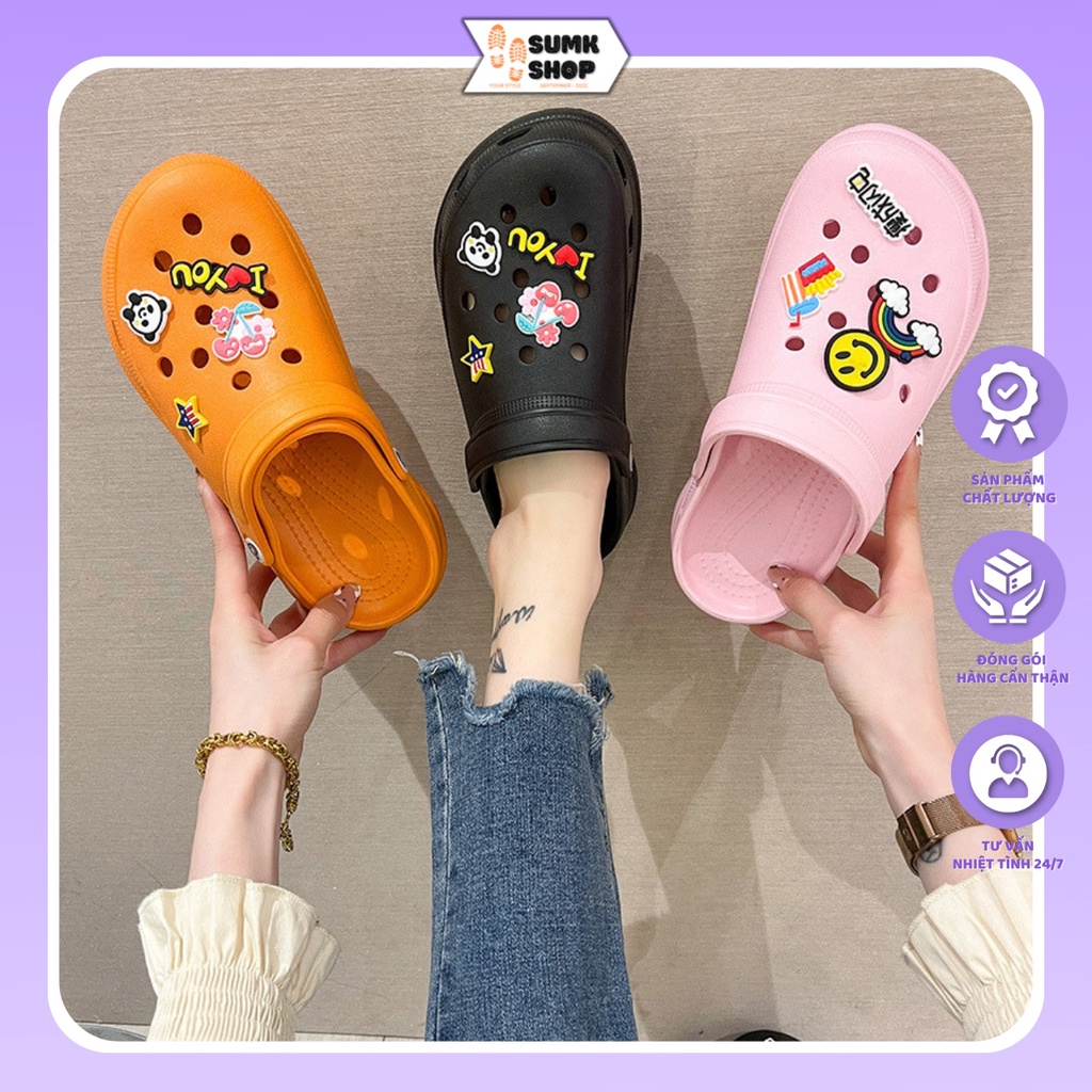 Dép Cross cực cute, chất liệu cao su non đi êm chân, có đính sticker siêu đáng yêu😍