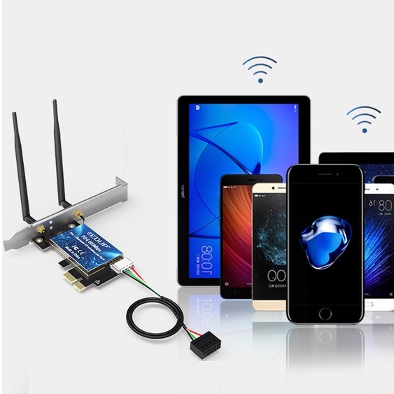 Card wifi pc không dây PCI-E 1200 Mbps bluetooth 4.1 tốc độ cao tần số kép 2.4G / 5G