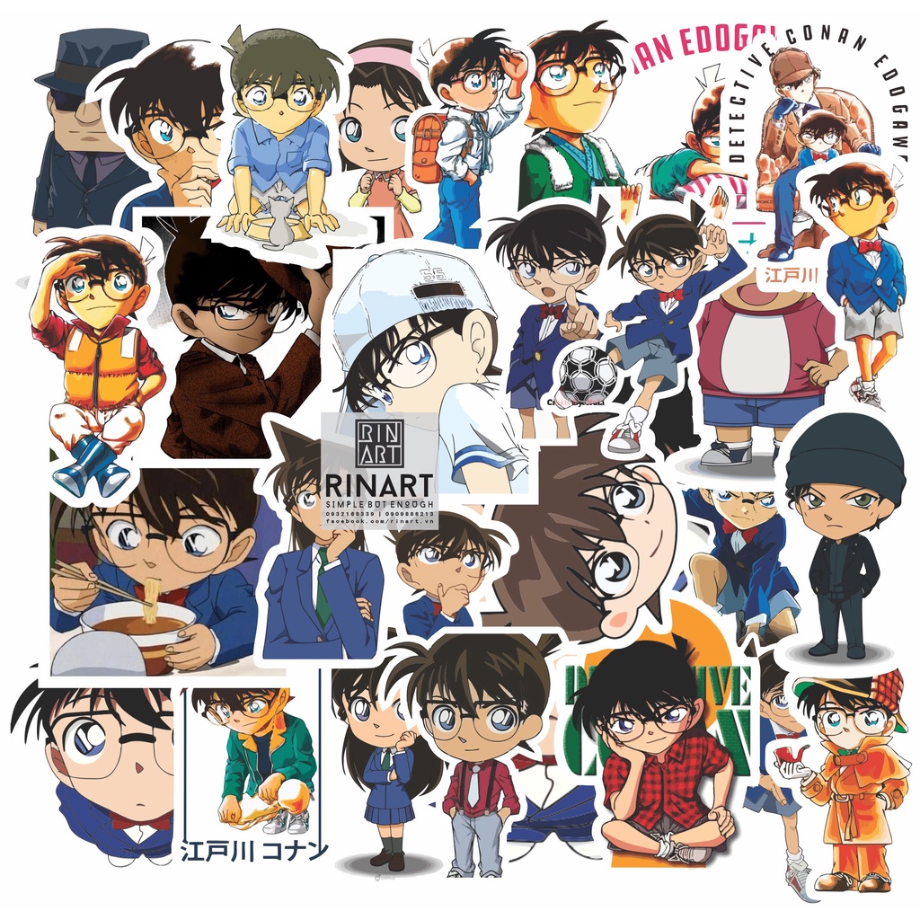 Bộ 200 Sticker Hoạt Hình Conan Cực Dễ Thương Dán Trang Trí Độc Lạ
