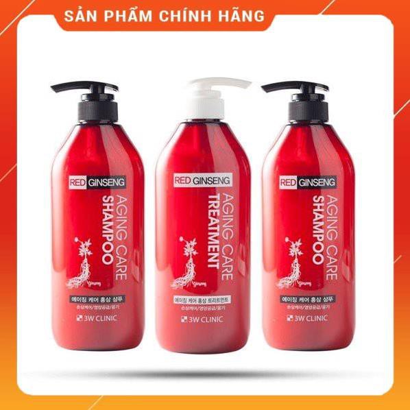 CHÍNH HÃNG  Set Dầu Gội Hồng Sâm 3W CLINIC Hàn Quốc 2 Gội + 1 Xả * 500ml