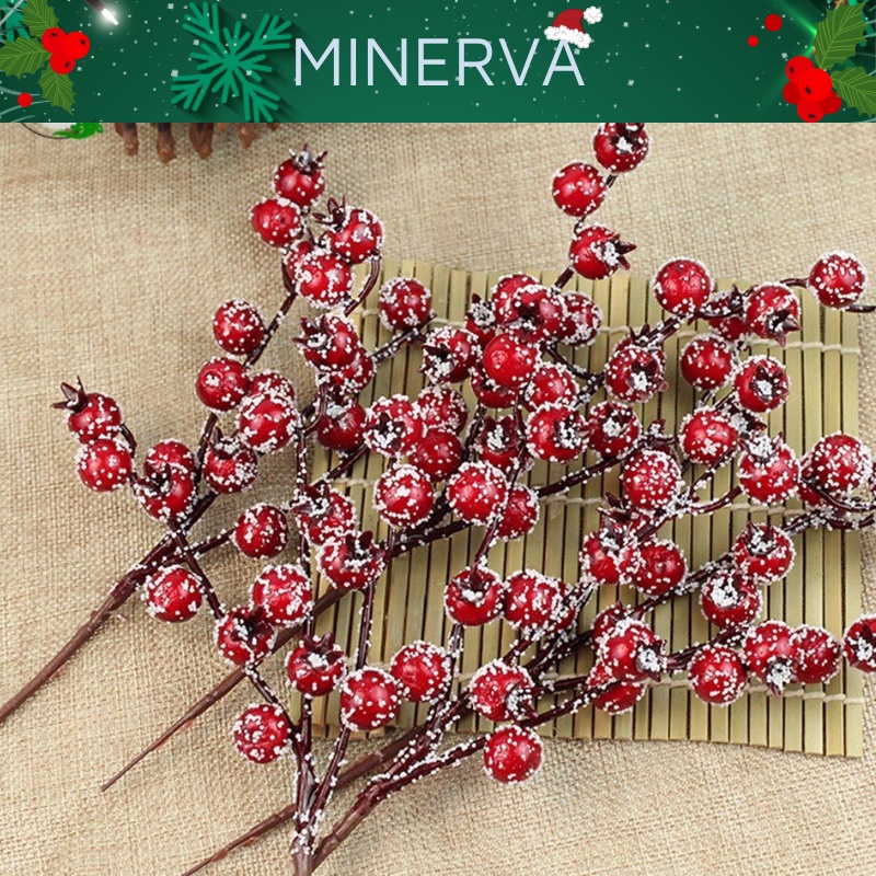 [CHRISTMAS] Cành quả cherry đỏ phủ tuyết nhân tạo trang trí giáng sinh
