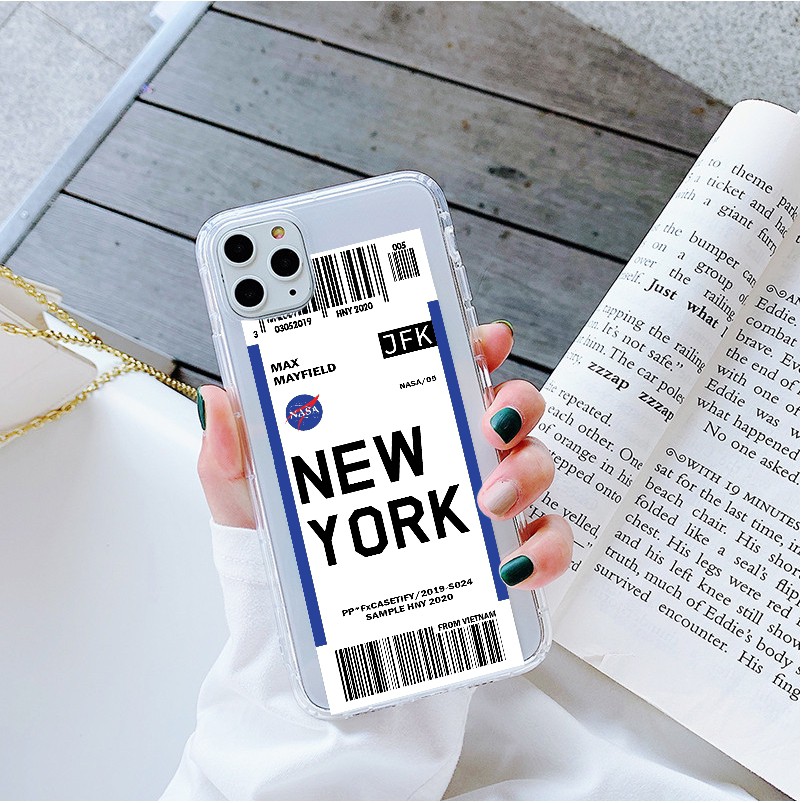 Ốp lưng iphone silicon dẻo trong suốt ticket dành cho ip 6 đến 13promax - t84