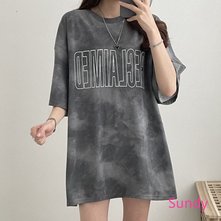 Áo Thun Ngắn Tay Dáng Rộng In Chữ Plus Size Thời Trang Mùa Hè Dành Cho Nữ