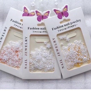 Set hoa nhí trắng mix bi trang trí móng