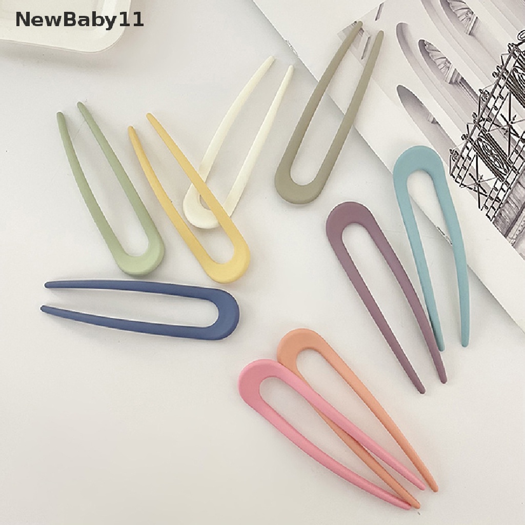 1 Trâm Cài Tóc Chữ U Bằng Nhựa Màu Trơn Đơn Giản Thời Trang Cho Nữ