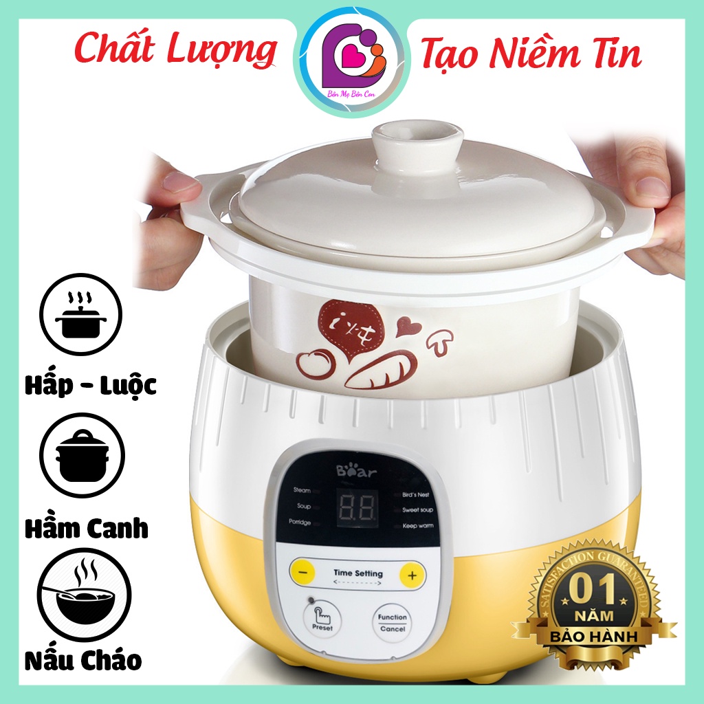 Nồi nấu cháo chậm Bear 0,8L bản quốc tế (hướng dẫn tiếng Việt)