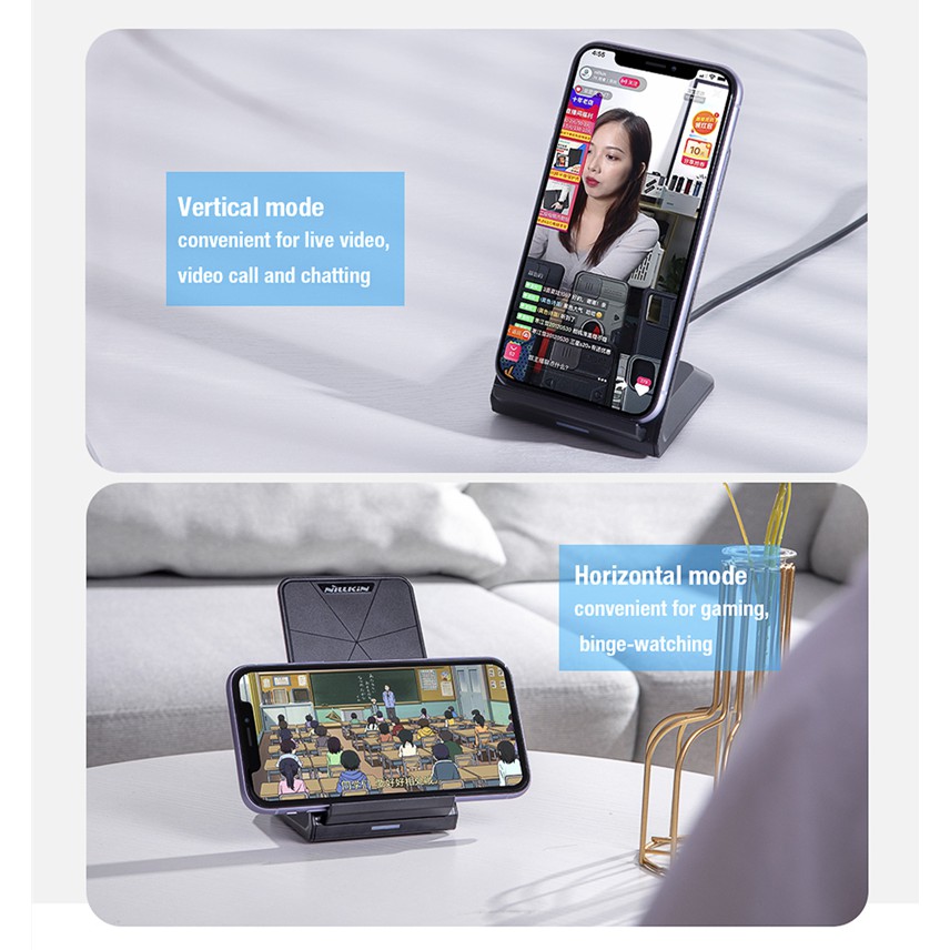 Giá sạc nhanh không dây NILLKIN dạng đứng dành cho điện thoại iPhone/ Samsung/ Huawei