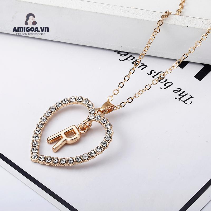 Vòng cổ Mặt 26 Chữ Cái Đính Đá Đơn Giản Thời Trang