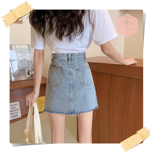 (SẴN) Chân váy bò chân váy Jean FIRSTDATE Thời Trang Nữ Hàn Quốc- chân váy bò chữ a ngắn dáng công sở trẻ trung | BigBuy360 - bigbuy360.vn