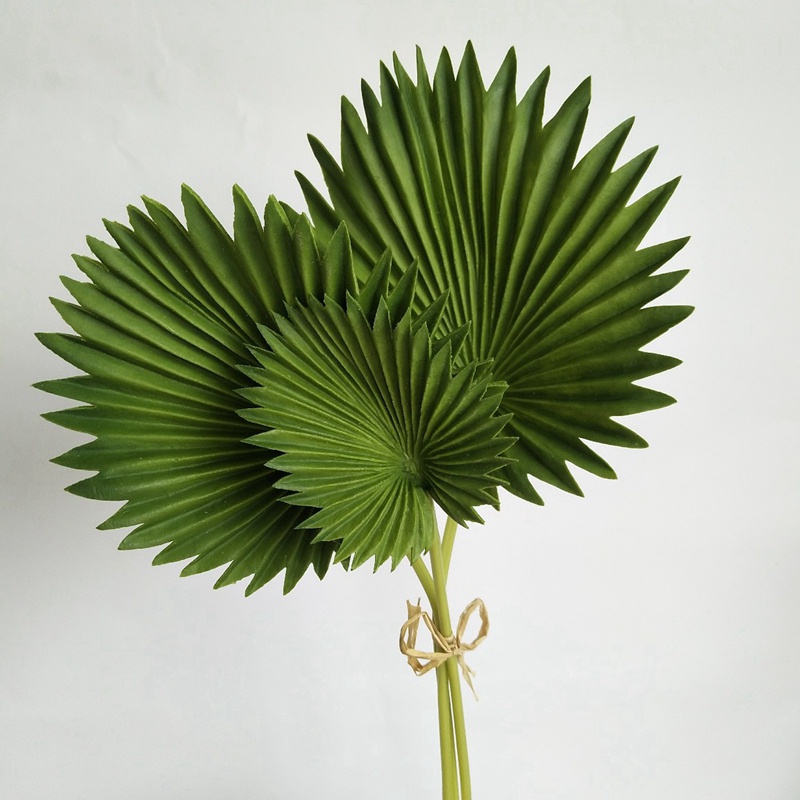 3 cái Lá cọ nhân tạo Bó nhựa xanh Cây giả mô phỏng Lá cắm hoa Trang trí nội thất