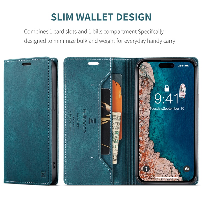 Ốp Điện Thoại Da Ví Lật Từ Tính Có Ngăn Đựng Thẻ Cho IPhone 14 13 12 Mini Pro Max 6s 7 8 Plus