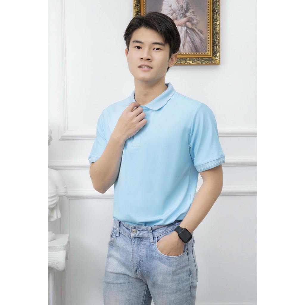 Áo Polo Nam Ngắn Tay trơn cổ bẻ vải Cotton thoáng mát, mềm mịn