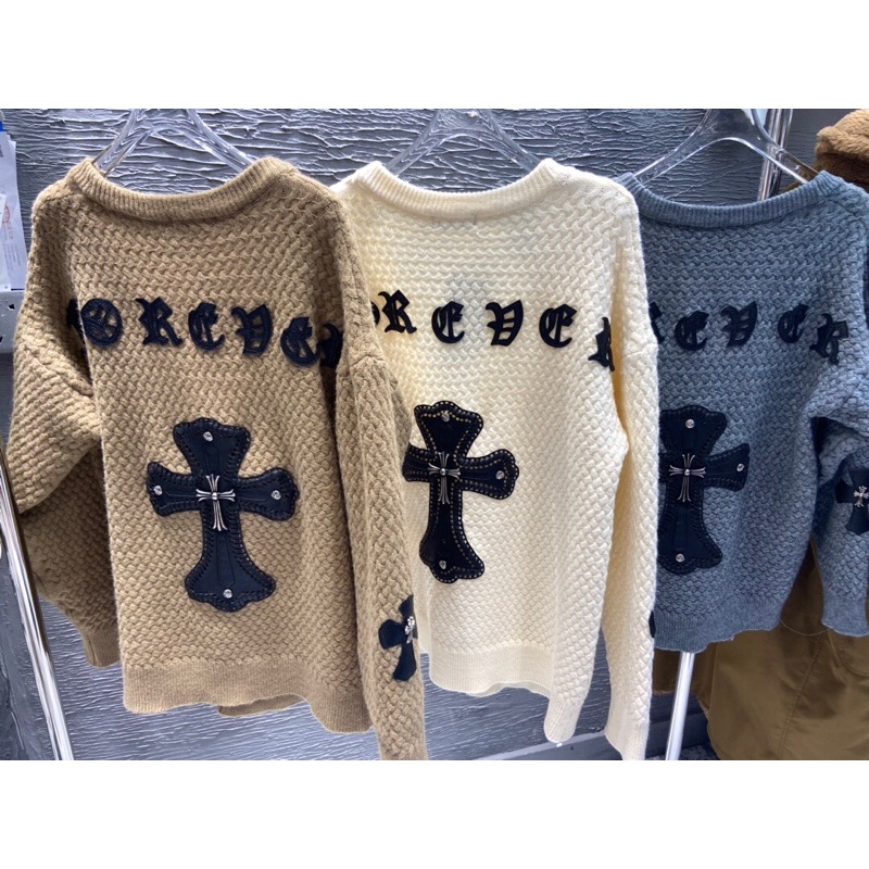 Áo khoác len cardigan thời trang thêu logo thương hiệu Chrome Hearts 2021 cao cấp