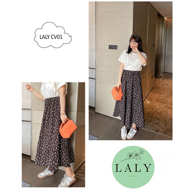 Chân váy dài hoa nhí cạp chun dáng suông vintage ulzzang LALY CV01 | BigBuy360 - bigbuy360.vn