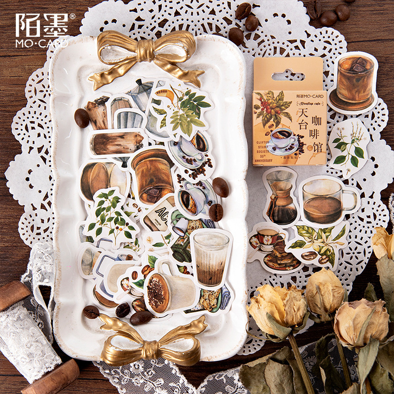 Set 46 miếng dán trang trí hình cốc cà phê dễ thương
