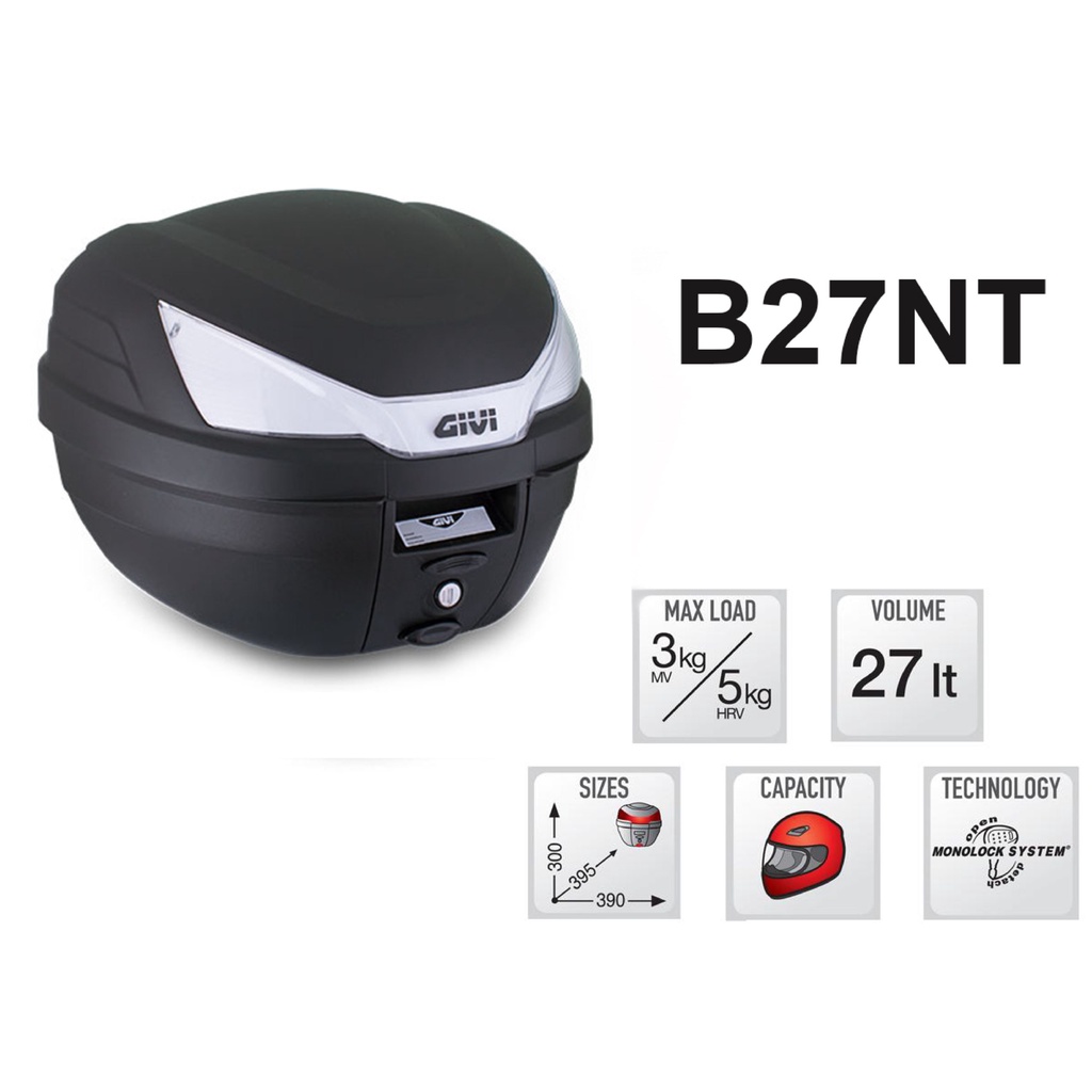 Thùng GIVI B27N chính hãng tặng kèm đé nhựa Givi MP60N