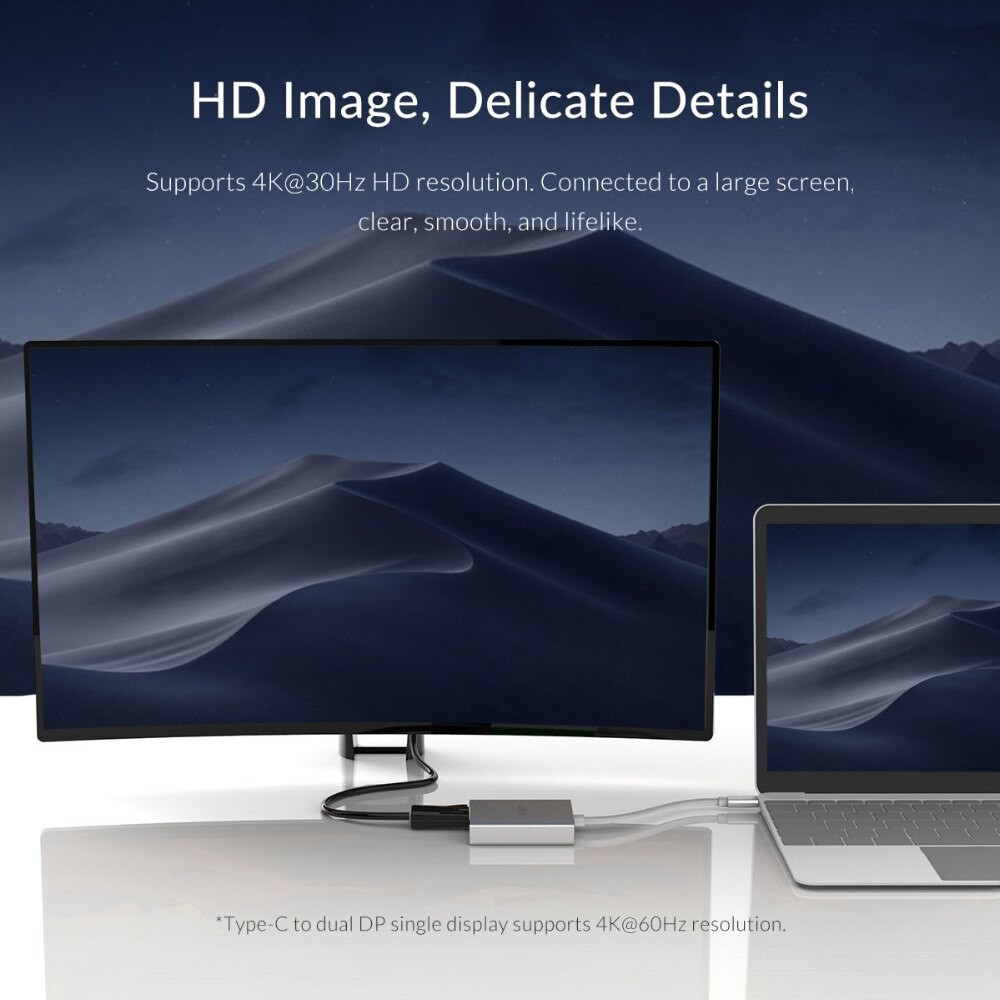 Cáp chuyển đổi USB Type C sang HDMI và Displayport Adapter cao cấp chính hãng ORICO XD-CFHD4