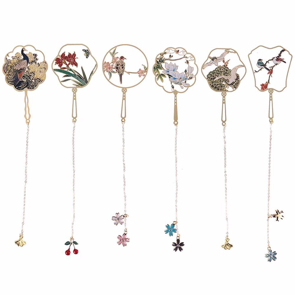 Thẻ Đánh Dấu Trang Sách Bằng Đồng Thau Phối Tua Rua Màu Sắc Cổ Điển Sang Trọng