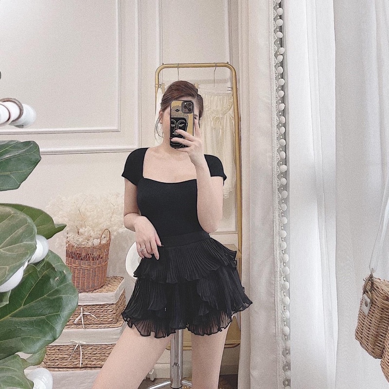 Áo len montogi tay hến cầu ngực sexy (70009#)