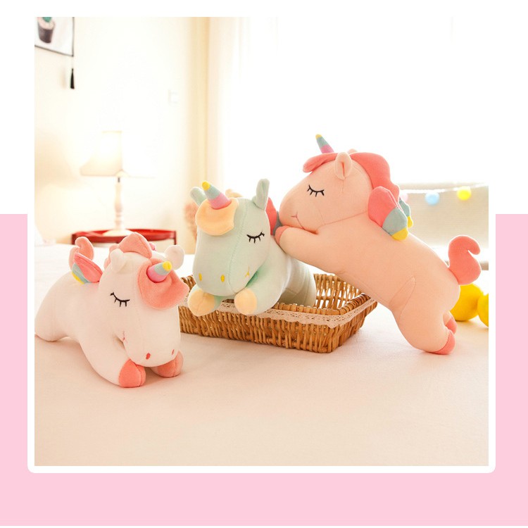 Gấu Bông Ngựa Một Sừng Unicon Nằm Siêu Cute 40cm - 80cm