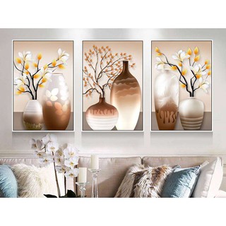 Bộ Tranh Bình Hoa gốm Pha lê Tráng Gương trang trí đẹp và nghệ thuật