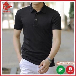 Áo thun ngắn tay có cổ trẻ trung, chất cá sấu mềm mịn phong cách công sở