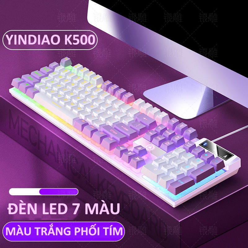 Bàn phím giả cơ YINDIAO K500 đa dạng màu sắc kèm theo đèn led 7 màu xuyên phím dành cho game thủ