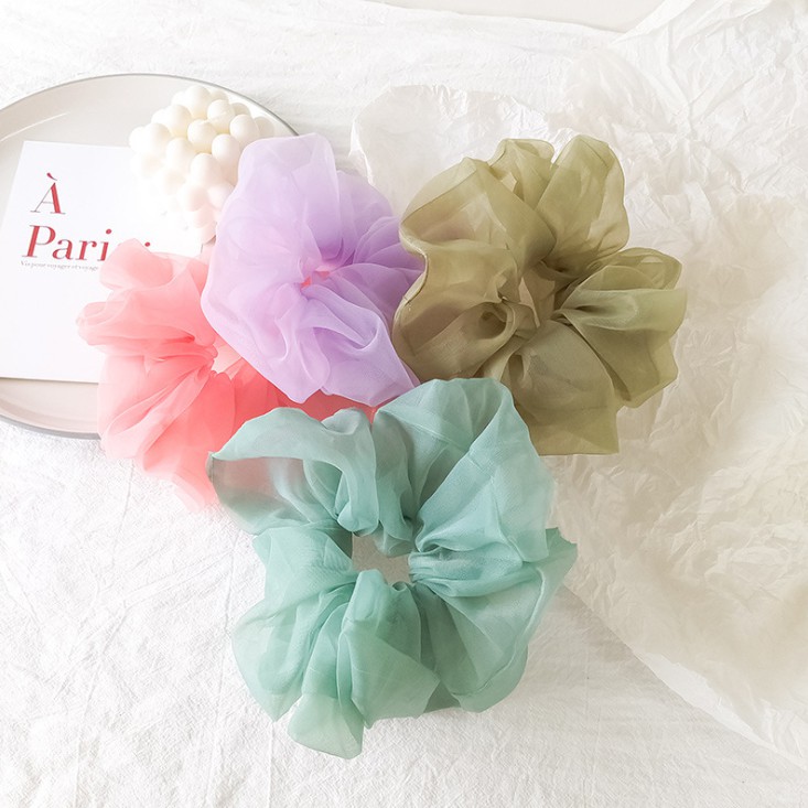 Sét 2 dây buộc tóc voan tinh tế vòng lớn Scrunchies dễ thương Song An Eco HD42 (Ngẫu nhiên)
