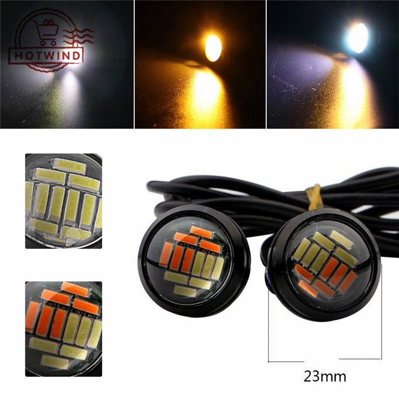 Bộ 2 đèn LED 4014 23mm 12SMD siêu mỏng chống thấm nước dành cho xe hơi