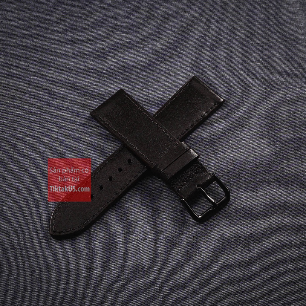Dây đồng hồ nam da bò thật 100% khóa đen, đủ màu Size từ 18mm đến 24mm