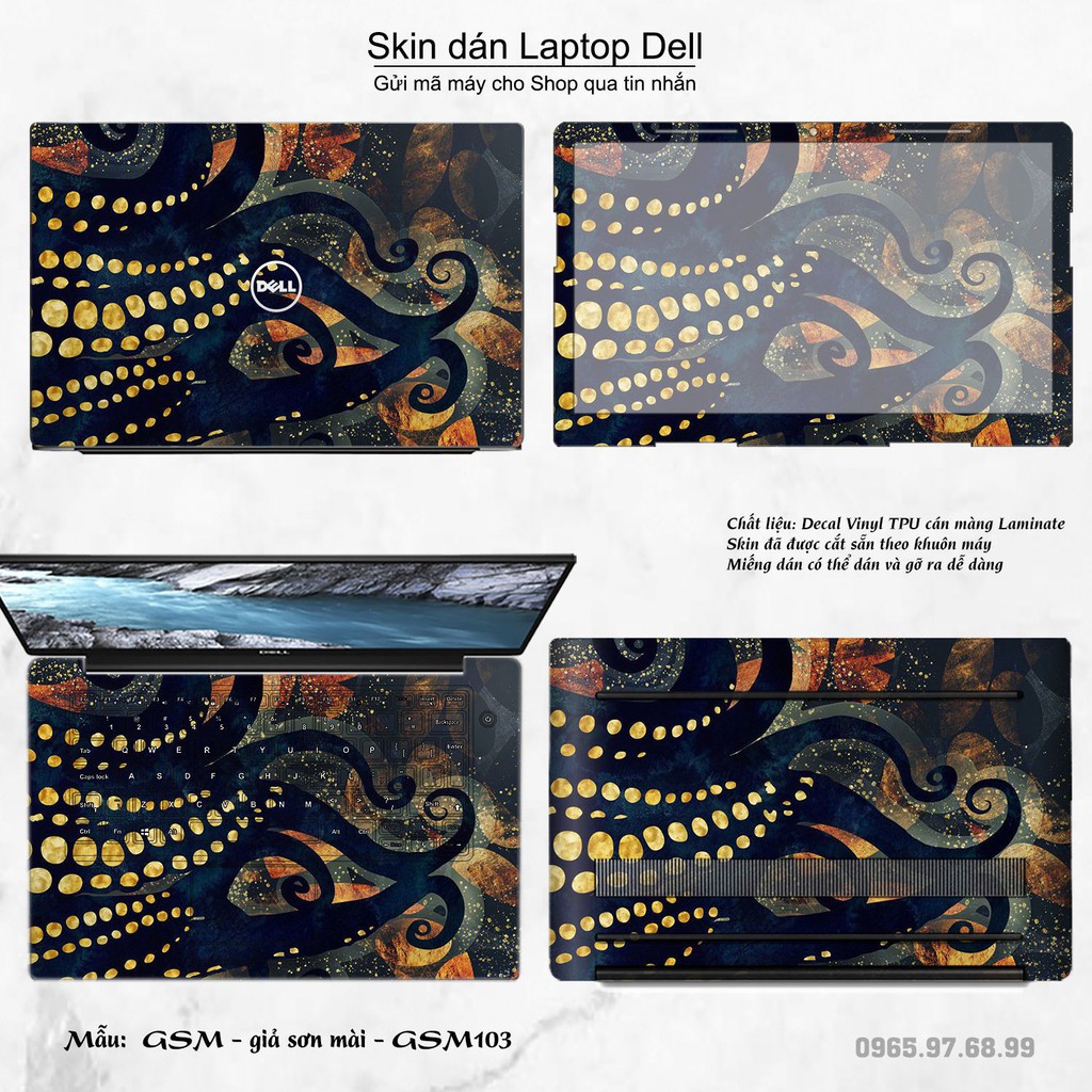 Skin dán Laptop Dell in hình sơn mài (inbox mã máy cho Shop)