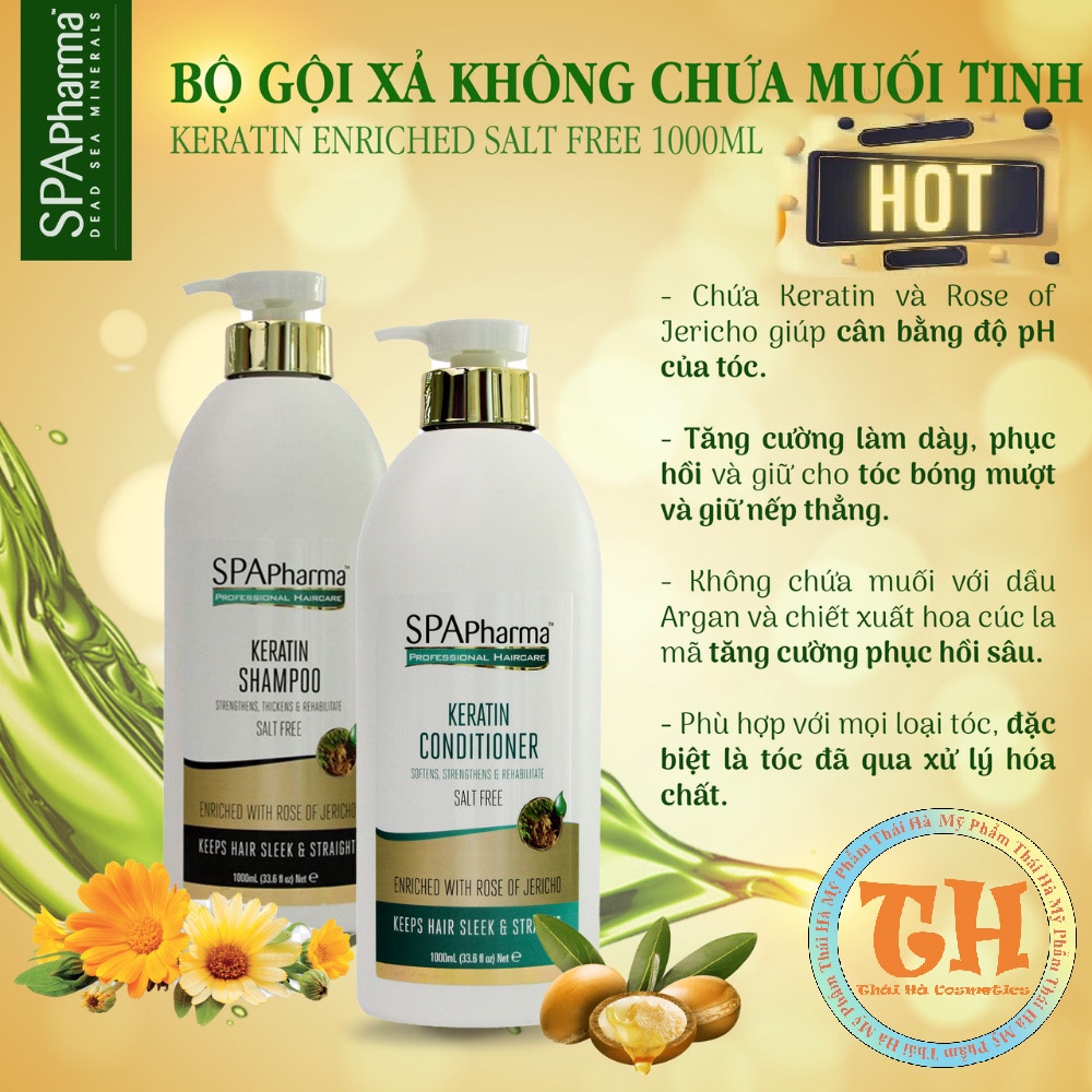 Dầu gội phục hồi tóc Keratin Spa Pharma không chứa muối - Spa Pharma Keratin Shampoo Salt Free 1000ml