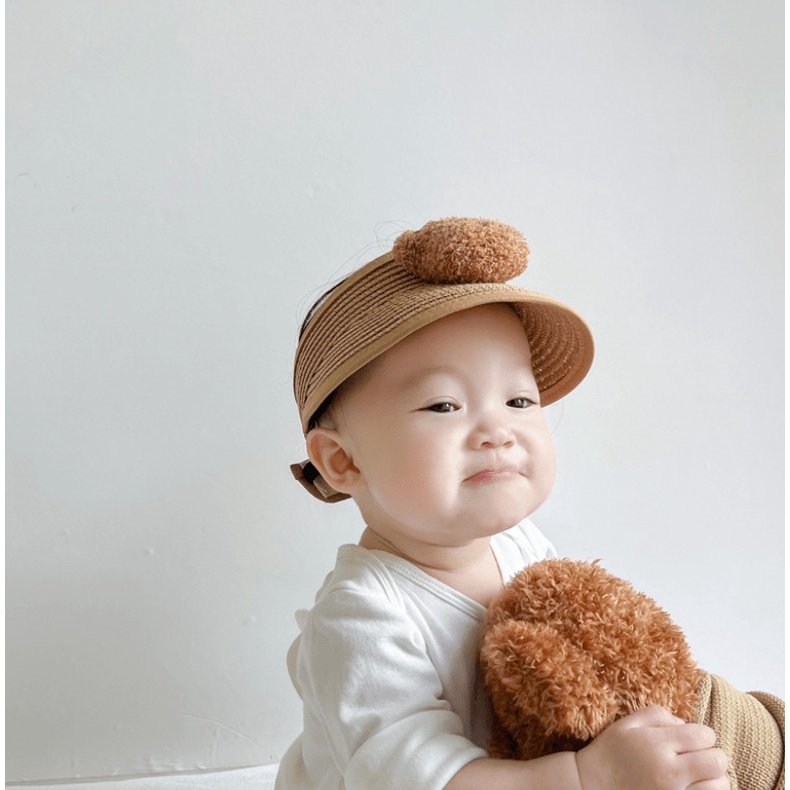 Nón Lưỡi Trai Hở Chóp Bằng Cói Phong Cách Hàn Quốc Dễ Thương Dành Cho Các Bé