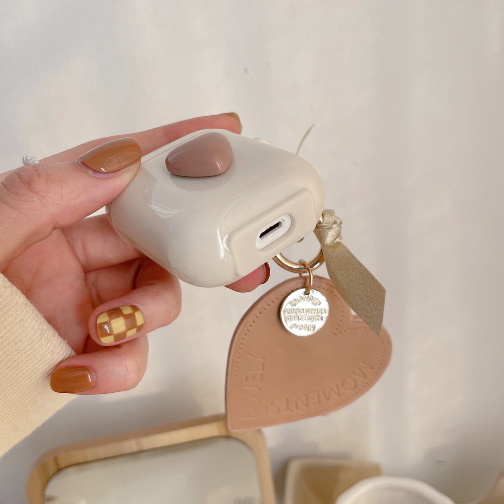 Vỏ Bảo Vệ Hộp Sạc Tai Nghe airpods 1 2 pro 3 Bằng tpu Mềm Hình Trái Tim Màu Trắng Dễ Thương