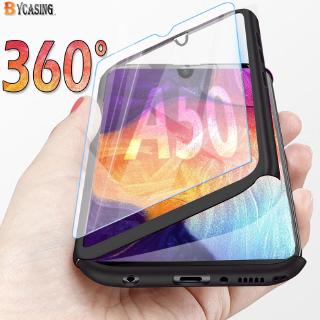 Ốp điện thoại PC cứng kèm kính cường lực bảo vệ toàn diện 360 cho Samsung Galaxy A40 A50 A60 A70 BY