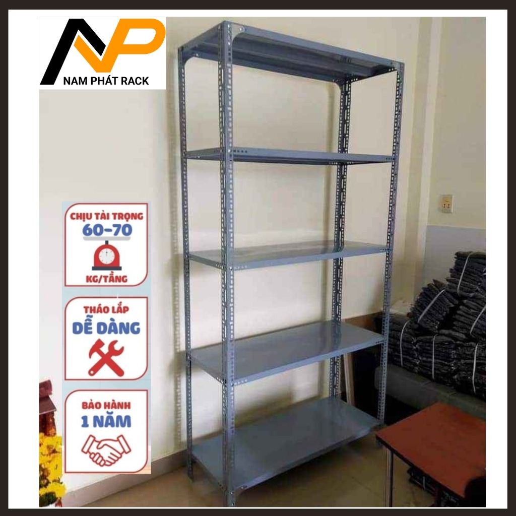 Kệ Sắt V Lỗ Để Hàng Đa Năng Lắp Ghép Cao 2000 x Dài 1000 x Rộng 300 x 5 Tầng Phủ Sơn Tĩnh Điện
