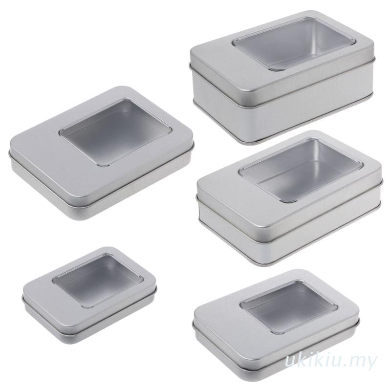 Hộp Thiếc Hình Chữ Nhật Có Nắp Đậy Cửa Sổ Trong Suốt