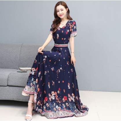 Đầm tay dài dáng ôm hoạ tiết cho phụ nữ trung niên | BigBuy360 - bigbuy360.vn