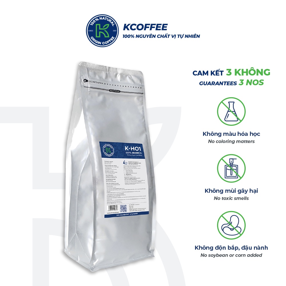 Cà phê Arabica nguyên chất xuất khẩu KHO1 1000g thương hiệu KCOFFEE