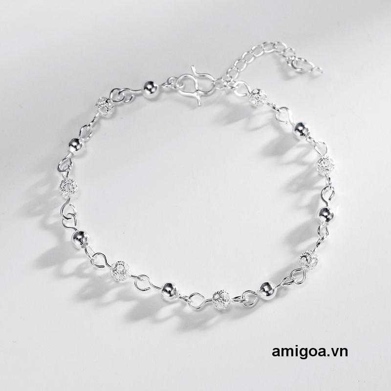 ✨✨Vòng tay mạ bạc thiết kế mặt dây gắn quả bóng thời trang cho nữ