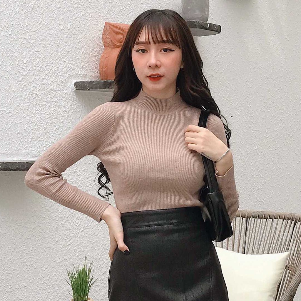 Áo len nữ tay dài cổ cao form đẹp thu đông ulzzang thời trang Fmstyle Saigon 21ALU10P21502