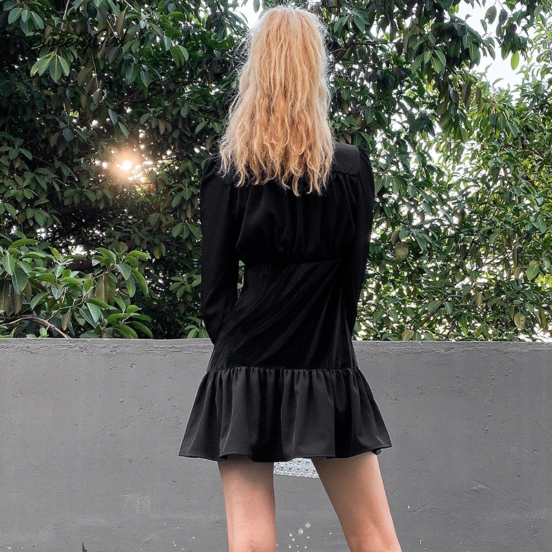 Đầm Nữ Dài Tay Cổ Tròn Eo Thắt Dây Thời Trang 2020