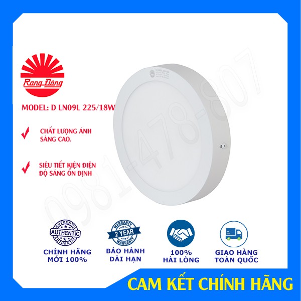 Đèn ốp trần, đèn led ốp trần D LN09L 225/18W Rạng Đông, bảo hành 2 năm